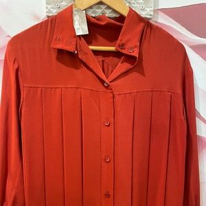 Chloé Vintage Rust Pleated Shirt Dress